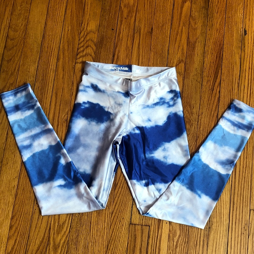 Blackmilk Blue and White Tie-Dye Leggings